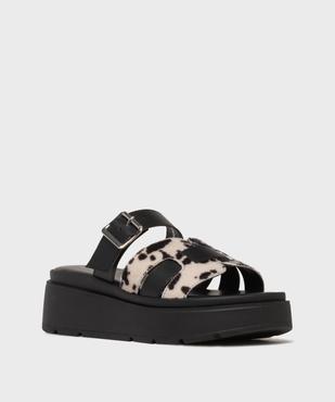 Mules à semelle plateforme motif animalier femme vue2 - 5 MILES - GEMO