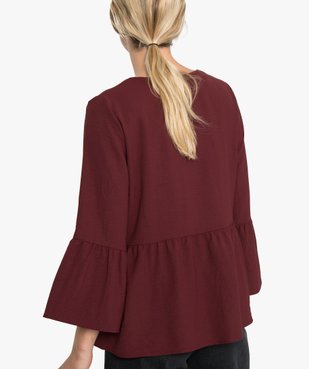 Blouse femme fluide à basque et manches volantées vue3 - GEMO(FEMME PAP) - GEMO