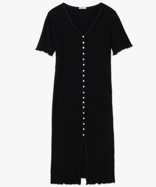 Robe chemise femme en maille côtelée et manches courtes vue4 - GEMO(FEMME PAP) - GEMO