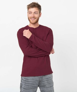 Tee-shirt homme à manches longues à col boutonné vue1 - GEMO (HOMME) - GEMO