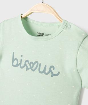 Pyjashort en jersey de coton imprimé cœurs bébé fille vue2 - GEMO 4G BEBE - GEMO