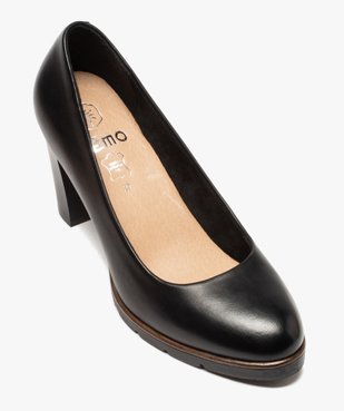 Escarpins femme unis à talon droit et semelle crantée vue5 - GEMO(URBAIN) - GEMO