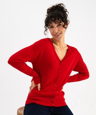 Gilet col V en maille fine unie femme vue1 - GEMO 4G FEMME - GEMO