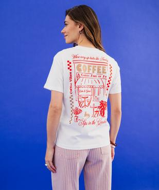 Tee-shirt manches courtes en jersey imprimé devant et dos femme vue3 - GEMO(FEMME PAP) - GEMO