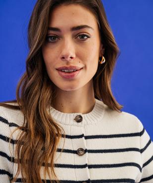 Gilet manches courtes à rayures femme vue2 - GEMO 4G FEMME - GEMO