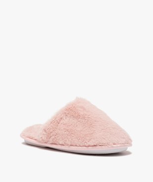 Chaussons femme mules unies en textile peluche vue2 - GEMO(HOMWR FEM) - GEMO
