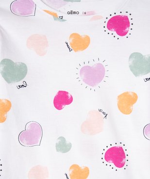 Pyjama en coton à motifs coeurs multicolores fille vue2 - GEMO (ENFANT) - GEMO