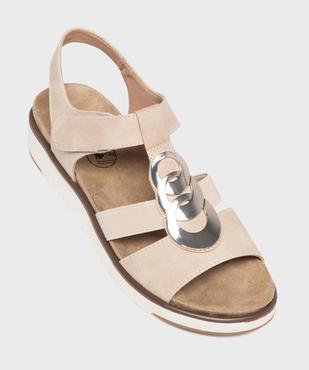 Sandales confort à talon compensé et scratch femme - G'flex vue5 - G'FLEX - GEMO