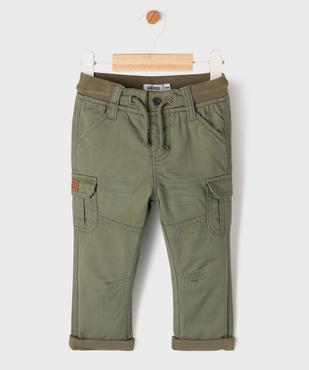 Pantalon coupe cargo doublé avec taille élastique bébé garçon  vue1 - GEMO(BEBE DEBT) - GEMO