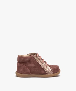 Chaussures premiers pas bébé fille unies en cuir suédé et à paillettes vue1 - 1E PRIX BY GEMO - GEMO
