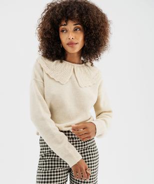 Pull à grand col fantaisie ajouré femme vue2 - GEMO(FEMME PAP) - GEMO