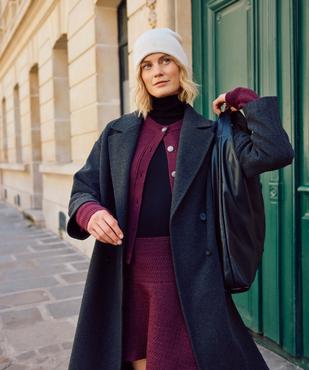 Manteau long croisé à double boutonnage et col femme vue2 - GEMO(FEMME PAP) - GEMO