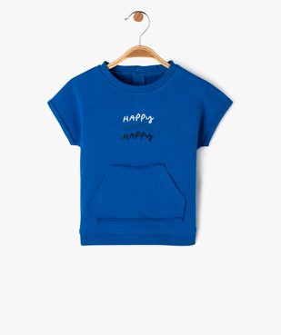 Tee-shirt à manches courtes avec inscription bouclette bébé garçon vue1 - GEMO(BEBE DEBT) - GEMO
