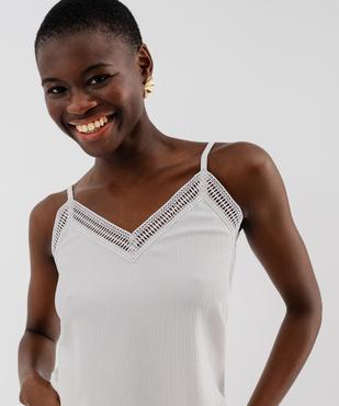 Débardeur à fines bretelles en maille texturée et dentelle femme vue2 - GEMO 4G FEMME - GEMO