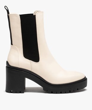 Boots femme à talon large style Chelsea bicolores vue2 - GEMO(URBAIN) - GEMO