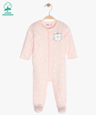 Pyjama bébé fille imprimé avec motif chat sur poitrine vue1 - GEMO C4G BEBE - GEMO