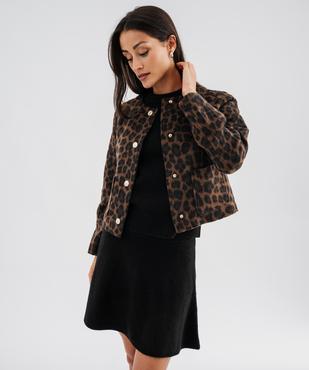 Veste courte en fourrure imitation imprimé léopard femme vue1 - GEMO(FEMME PAP) - GEMO