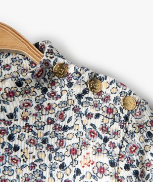 Tee-shirt bébé fille en maille côtelée à motifs fleuris - LuluCastagnette vue2 - LULUCASTAGNETTE - GEMO