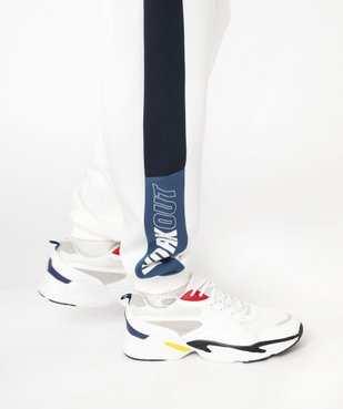 Jogging en maille à bandes contrastantes homme vue2 - GEMO (HOMME) - GEMO