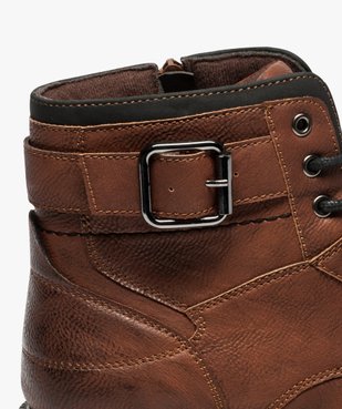 Boots homme unis zippés avec lacets et boucle décorative vue6 - GEMO (CASUAL) - GEMO