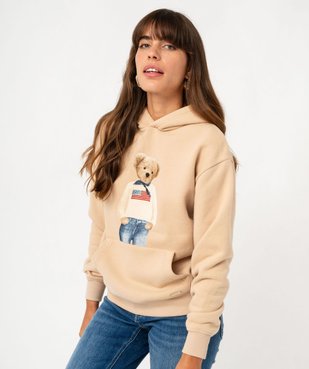Sweat à capuche avec broderie femme - LuluCastagnette vue3 - LULU CASTAGNETTE GEMO FOR GOOD - GEMO