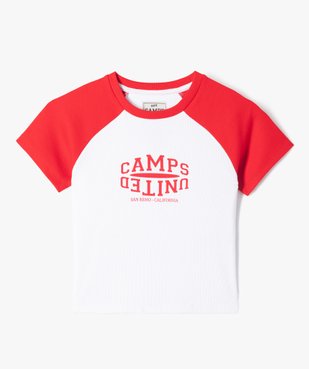 Tee-shirt manches courtes en maille côtelée coupe courte fille - Camps United vue1 - CAMPS UNITED - GEMO
