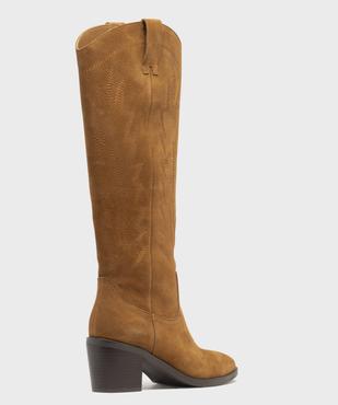 Bottes dessus cuir velours esprit Santiag femme - Tanéo vue4 - TANEO - GEMO