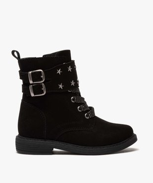 Boots fille zippés en suédine unie avec étoiles métallisées vue2 - GEMO (ENFANT) - GEMO