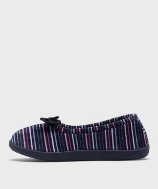 Chaussons enveloppants en velours à rayures femme - Isotoner vue3 - ISOTONER - GEMO