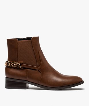 Boots femme unies à talon plat avec chaîne sur l'arrière vue1 - GEMO (CASUAL) - GEMO