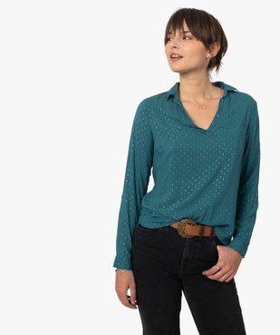 Blouse femme fluide à motifs et col v à boutons vue2 - GEMO(FEMME PAP) - GEMO