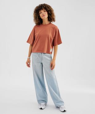 Tee-shirt manches courtes en jersey de coton coupe boxy loose femme vue5 - GEMO(FEMME PAP) - GEMO