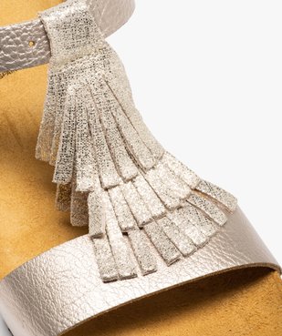 Sandales femme compensées à franges métallisées vue6 - GEMO(URBAIN) - GEMO