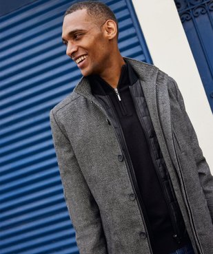 Manteau homme court avec col intérieur amovible vue1 - GEMO (HOMME) - GEMO