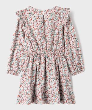 Robe manches longues volantées en toile de coton fleurie fille vue3 - GEMO (ENFANT) - GEMO