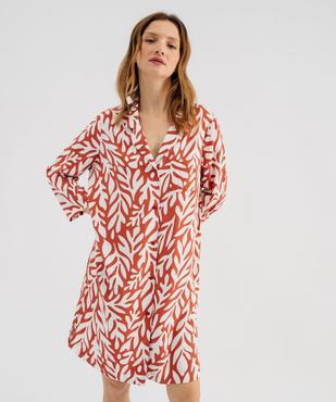 Chemise de nuit fluide forme chemise femme vue1 - GEMO 4G FEMME - GEMO