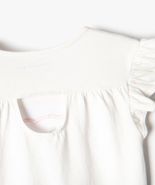 Tee-shirt fille avec motif brodé et volants sur les épaules - LuluCastagnette vue3 - LULUCASTAGNETTE - GEMO