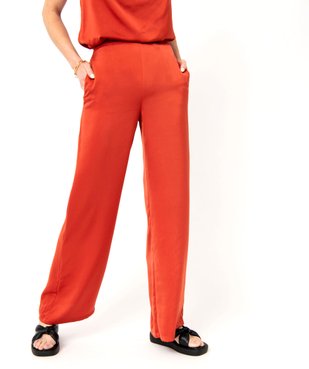Pantalon large et fluide taille haute en satin femme vue1 - GEMO(FEMME PAP) - GEMO