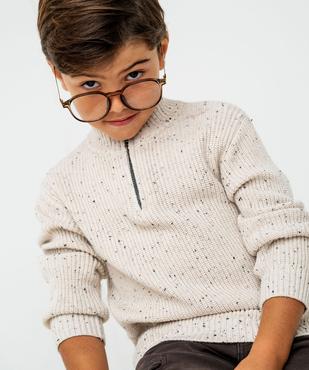 Pull en maille côtelée avec col montant zippé garçon vue1 - GEMO (ENFANT) - GEMO