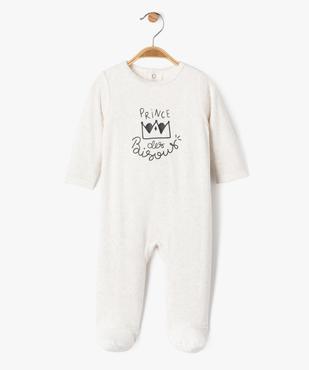 Pyjama en velours avec message sur le buste bébé vue1 - GEMO(BB COUCHE) - GEMO