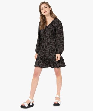 Robe femme imprimée à manches longues avec haut cache-cœur vue1 - GEMO(FEMME PAP) - GEMO