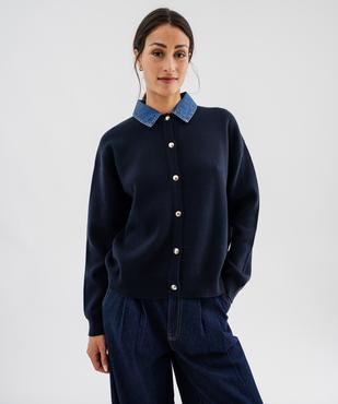 Gilet classique avec col en jean amovible femme - LuluCastagnette vue5 - LULUCASTAGNETTE - GEMO