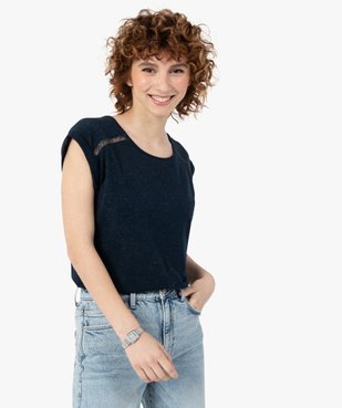 Tee-shirt femme pailleté avec manches ultra courtes vue1 - GEMO(FEMME PAP) - GEMO