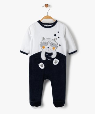 Pyjama bébé en velours avec motif petit loup vue1 - GEMO(BB COUCHE) - GEMO