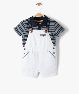 Ensemble bébé garçon 2 pièces salopette + polo vue1 - GEMO(BEBE DEBT) - GEMO