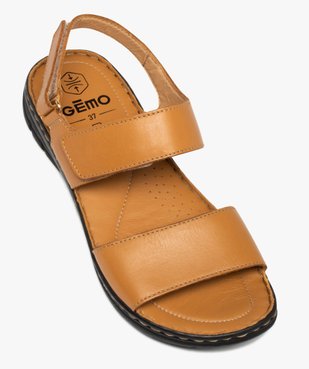 Sandales femme confort à brides scratch en cuir uni vue5 - GEMO (CONFORT) - GEMO