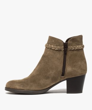 Boots femme unies à talon dessus cuir et bride fantaisie vue4 - GEMO(URBAIN) - GEMO