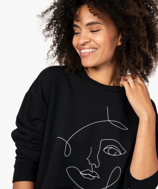 Sweat femme large molletonné et imprimé vue2 - GEMO(FEMME PAP) - GEMO