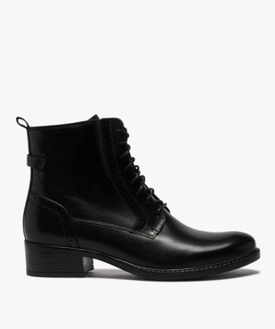 Boots femme à talon plat style derbies à lacets et zip vue1 - GEMO (CASUAL) - GEMO