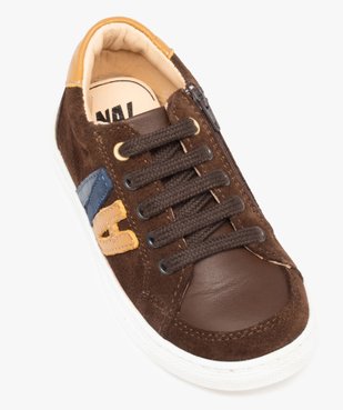 Baskets garçon à lacets et zip dessus cuir uni – NA! vue5 - NA! - GEMO